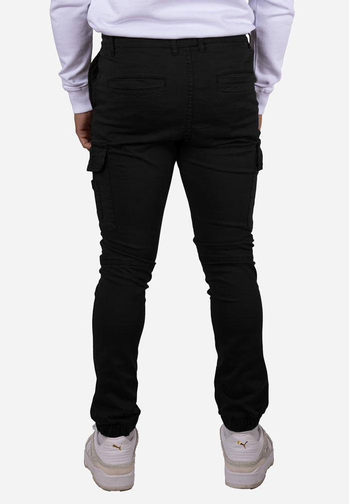 Pantalón cargo de gabardina elástica con puño Negro - Image 3