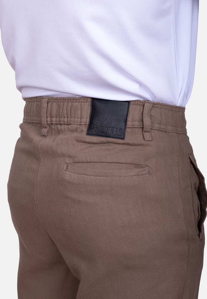 Pantalón baggy efecto lino marrón sarga - Image 2