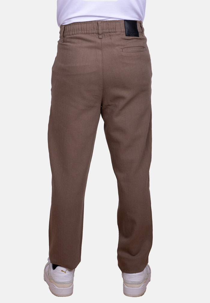 Pantalón baggy efecto lino marrón sarga - Image 4