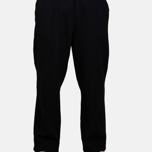 Pantalón baggy efecto lino negro sarga