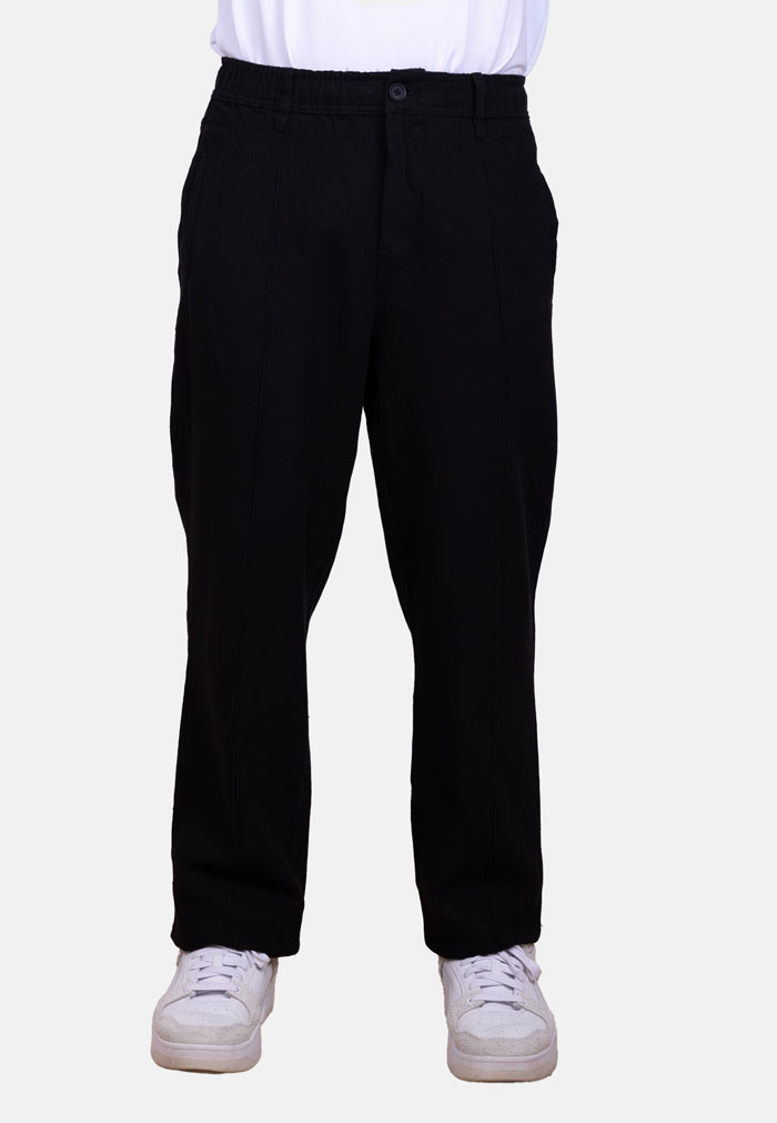 Pantalón baggy de sarga tipo lino negro