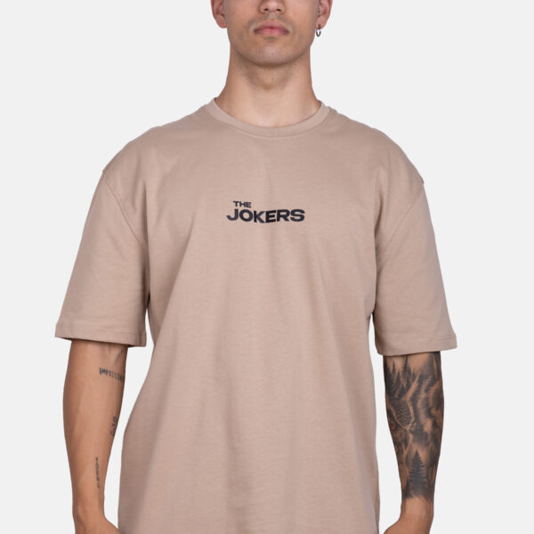 Camiseta oversize beige100% algodón con estampado The Jokers