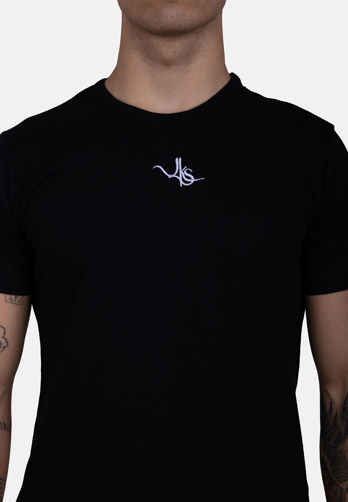 Camiseta oversize negra con logo bordado JKS en contraste - Image 2
