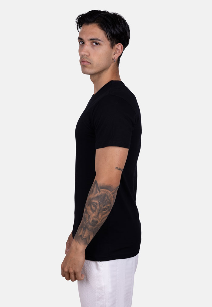 Camiseta oversize negra con logo bordado JKS en contraste - Image 4